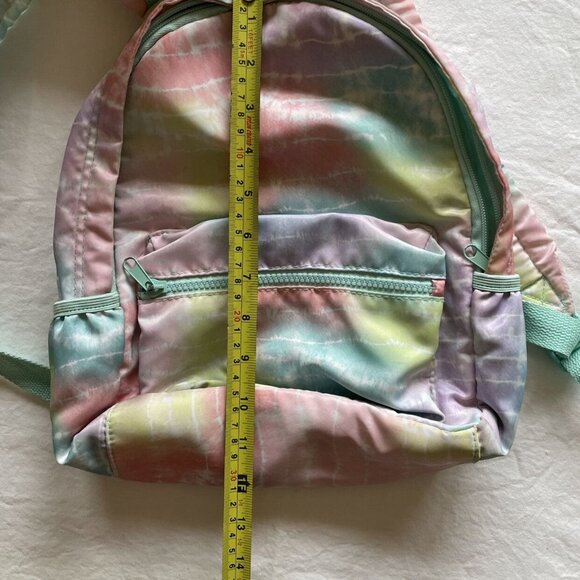 Pastel Tie-Dye Mini Backpack With Front Zipper Pocket & Adjustable Straps - Picture 8 of 10